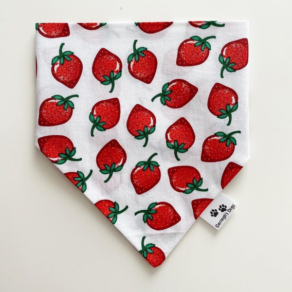 Strawberry’s and cream , slip on collar dog bandana, matching sets, dog bow tie, Scrunchie and FaceMask