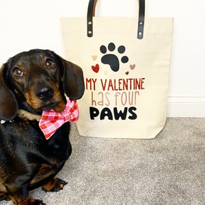 My valentine has paws, tote bag, dog valentine