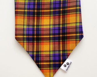 Tartan Smart slip on collar Dog bandana set and bow tie