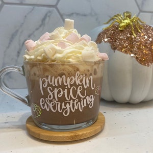 Personalised pumpkin spice glass mug, Halloween cups,