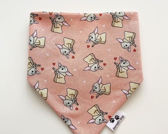 Love the child, baby yoda Slip on collar dog bandana set, with matching scrunchies and bow ties