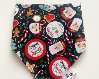 Christmas dog accessories sets, Christmas bandanas, matching items, slip on collar bandana set