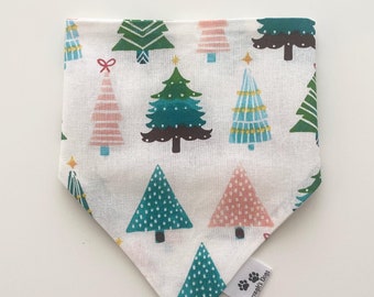 Santa Forrest , Christmas dog accessories sets, Christmas bandanas, matching items, slip on collar bandana set