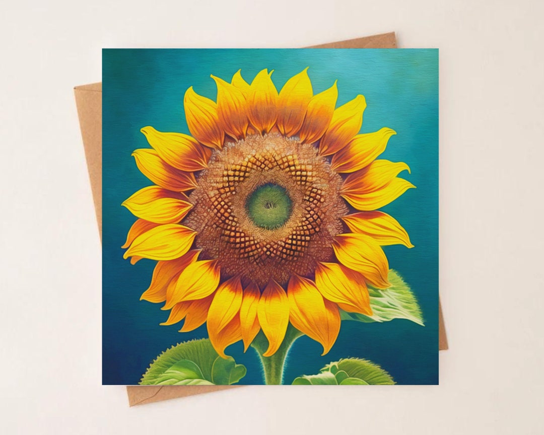 Sunflower Birthday Card Vintage Sunflower Birthday Card Etsy