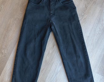 Vintage Guess denim uit de jaren 90, vervaagd zwart, maat 28 Small