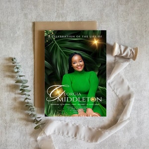 Funeral Program | Editable Funeral Program | Celebration of Life Template | Memorial Funeral Template | Green Program | 11” x 8.5”