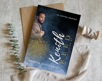 Funeral Program | Editable Funeral Program | Celebration of Life Template | Memorial Funeral Template | Blue Funeral Program | 11” x 8.5”