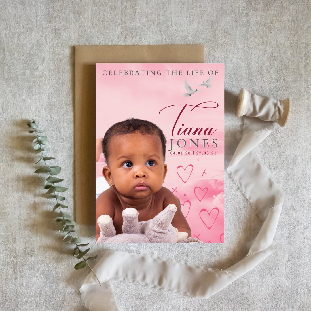 Pink Editable Funeral Program | Baby or Child Funeral Program ...
