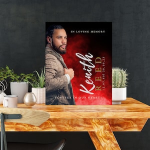 Funeral Table Sign | Memorial Table Sign | Editable Memorial Table Sign | Red Funeral Table Sign