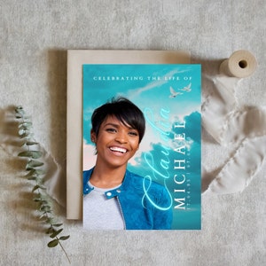 11&quot;x 17&quot; Funeral Program | Editable Funeral Program | Celebration of Life Template | Memorial Funeral Template | Green Funeral Program