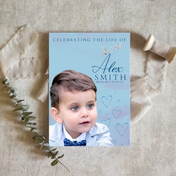 Blue Editable Funeral Program | Baby or Child Funeral Program | Celebration of Life Template | In Loving Memory | Memorial Funeral Template