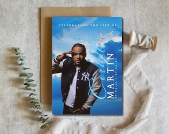 11"x 17" Funeral Program | Editable Funeral Program | Celebration of Life Template | Memorial Funeral Template | Blue Funeral Program