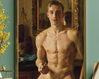 Konstantin Somov Young Nude Boxer Art Print