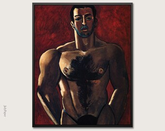 Queer Male Boxer Portrait Print, Marsden Hartley Madawaska Red Art