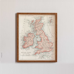 Vintage Landkarte der Britischen Inseln. Universal Atlas der Welt, erschienen 1900. Grossbritannien und Irland - Grossbritannien - England, Karte
