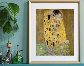 グスタフ・クリムトの「接吻」アートプリント：金と黄色の複製 - Etsy 日本