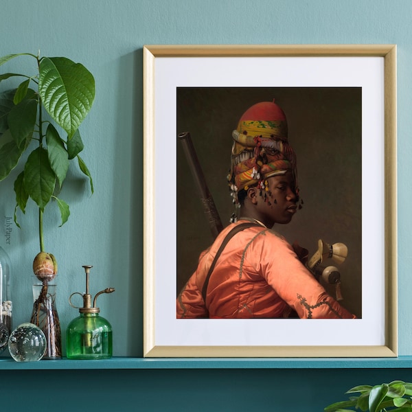 Bashi Bazouk, 1869 Kunst, Jean-Léon Gérôme Kunst, Klassische Malerei, Vintage Gemälde Wand dekor, Osmanischer Soldat in Uniform