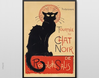 Le Chat Noir Print: Vintage French Black Cat Poster