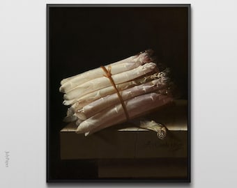 Vintage Asparagus Print: Adriaen Coorte Still Life, Kitchen Decor