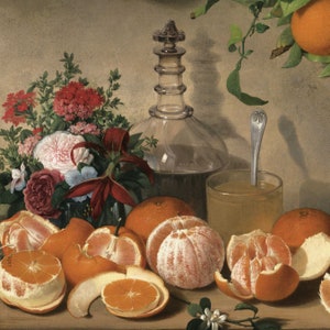 Still Life with Oranges Painting by Rafael Romero Barros, Classical Painting with Oranges, Fruit Still Life with Orange Wall Art image 4