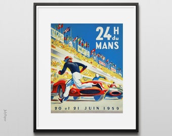 1959 Le Mans Race Car Poster: Vintage Auto Print