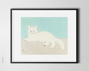 Tsuguharu Foujita White Cat Print: Japanese Fine Art