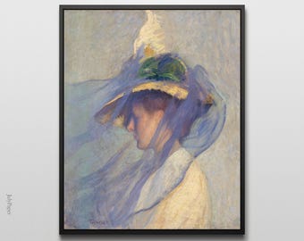 Edmund Tarbell - The Blue Veil Art Print: Elegant Impressionist Portrait