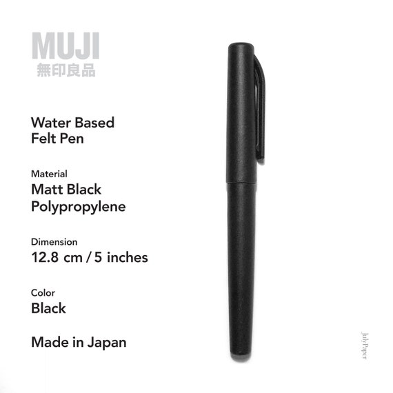 Black Sign Pen, Black Felt Pen, Muji Black Pen, Water Based Felt Pen, Sign  Pen, Designer Pen, Journal Stationery 