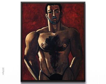 Queer Male Boxer Portrait Print, Marsden Hartley Madawaska Red Art