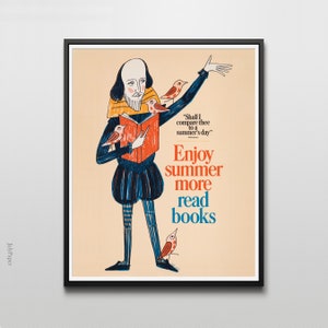 Shakespeare reading books, Enjoy Summer more, Reading Wall Art