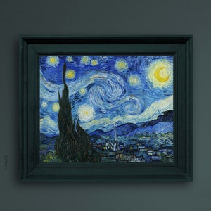Van Gogh Starry Night Painting , 1889 Painting, Vintage Poster Wall Decor, Classic Art Painting, Landscape Painting