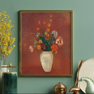 Odilon Redon Flowers Print: Bouquet in Chinese Vase, Fine Art