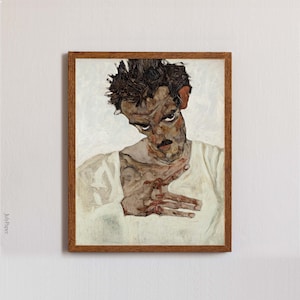 Selbstbildnis mit gesenktem Kopf von Egon Schiele, Selbstportrait, Fine Art Print