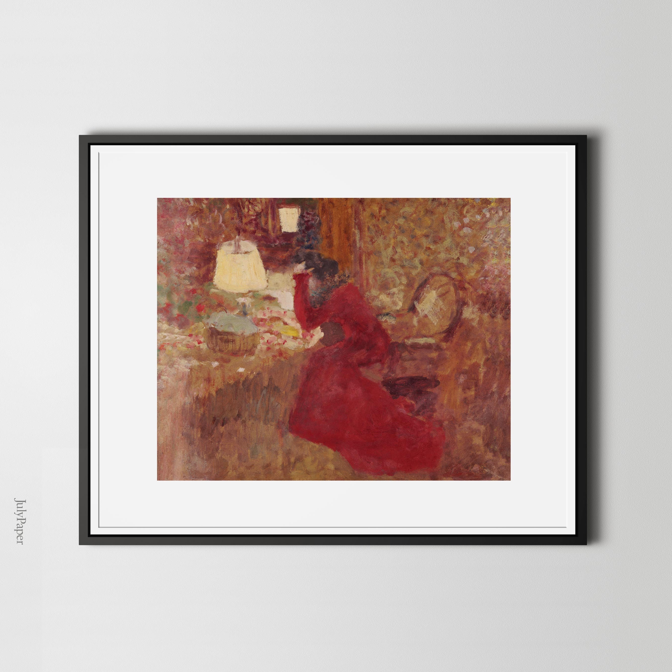 エドゥアール・ヴュイヤール版画：赤いドレスの女、美術複製画 - Etsy 日本