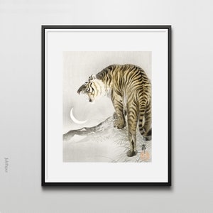 Roaring Tiger by Ohara Koson, Vintage Japanese Painting, Japanese Animal Art Poster, Vintage Eclectic wall decor, Tiger Illustrations