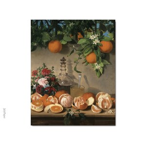 Still Life with Oranges Painting by Rafael Romero Barros, Classical Painting with Oranges, Fruit Still Life with Orange Wall Art image 2