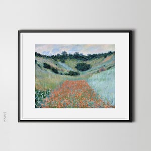 Poppy Field in a Hollow near Giverny by Claude Monet, Poppies Painting, Landscape Wall Art, Fine Art Print