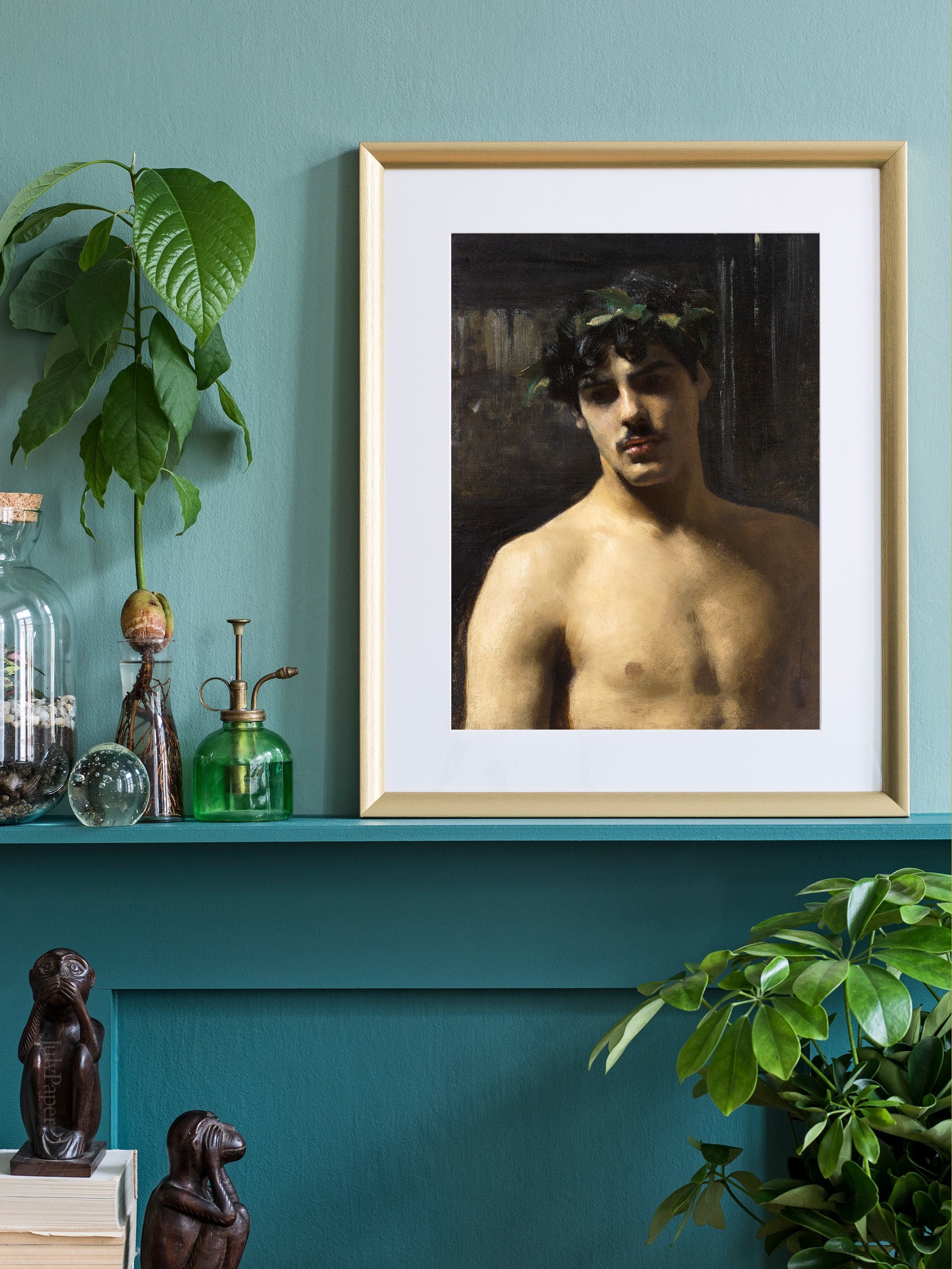 John Singer Sargent Print: Man Wearing Laurels, Queer Art Portrait