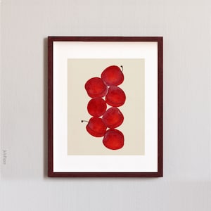 Red Plums Illustration Print, Vintage Plums Illustration, Antique Fruit Poster, Vintage Botanical Print