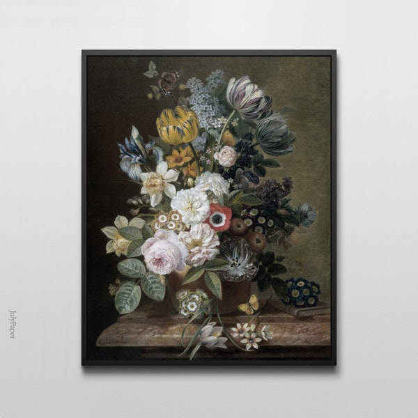 Still Life with Flowers Painting by Eelke Jelles Eelkema, Classical Painting with Flowers, A Bouquet of Flowers Print