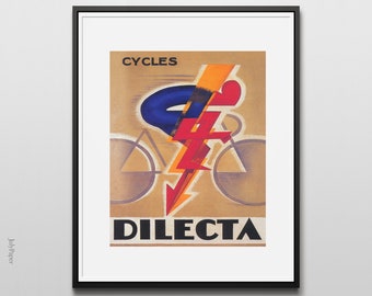 1926 Cycles Dilecta Poster: Vintage French Bicycle Art Deco Print