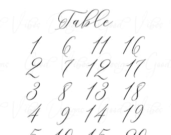 Table Numbers 1 - 25 svg, Wedding Table Numbers svg, Party Table numbers svg, Event Table Numbers svg, Numbers svg, Files for Cricut SVG/PNG