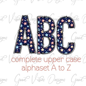 Star Themed Alphabet, Blue Stars Doodle, Star alphabet, Kids Star Alphabet, Star Alphabet png, Start Letters png, Blue Star Alphabet PNG