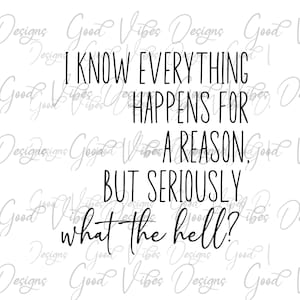 i know everything happens for a reason but seriously what the hell shirt svg, F*ck it svg, F*ck them svg, funny quote svg, sarcastic svg