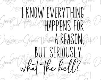 i know everything happens for a reason but seriously what the hell shirt svg, F*ck it svg, F*ck them svg, funny quote svg, sarcastic svg