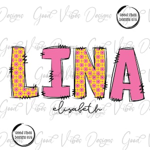 Custom Floral Name png, Light Pink Daisy Vintage Floral font, Custom floral name shirt PNG, Girl name sublimation download, Pink Name png