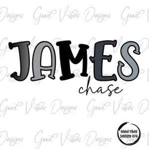 Custom Name PNG, Boy sublimation digital download, Gray Letter Name sublimation, Gray font name png, Personalized Name shirt sign png