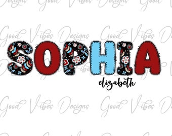 Custom Floral Name PNG, Girl sublimation digital download, Shabby Chic Name sublimation, Flower font name png, Personalized Name shirt png