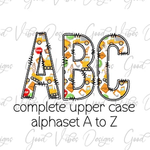 Construction Themed Alphabet, Construction Doodle, Construction Trucks alphabet, Kids Construction Alphabet, Construction Alphabet png