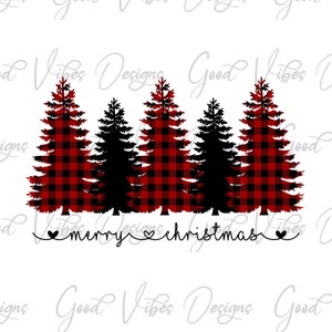 Merry Christmas Buffalo Plaid Sublimation, Red Christmas png, Red Plaid Merry Christmas trees, Christmas Plaid png, Red and black buffalo